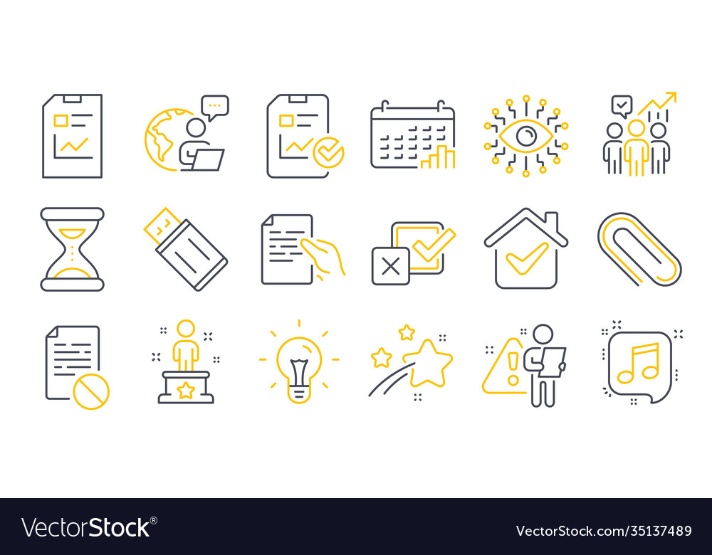 Set education icons such as paper clip