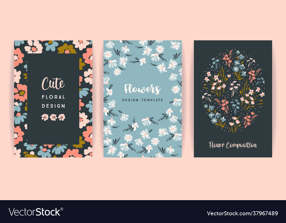 Set floral design template for card vector image Set floral design template for card