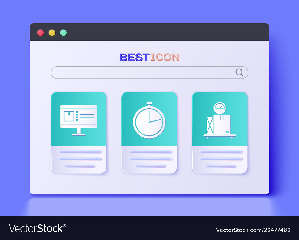 Set stopwatch computer monitor with app delivery vector image Set stopwatch computer monitor with app delivery