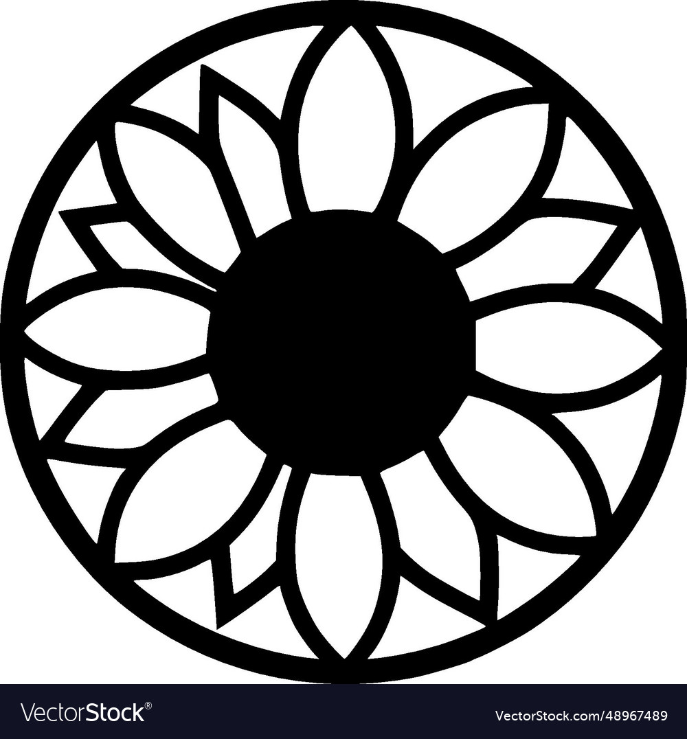 Sunflower - black and white isolated icon Vector Image