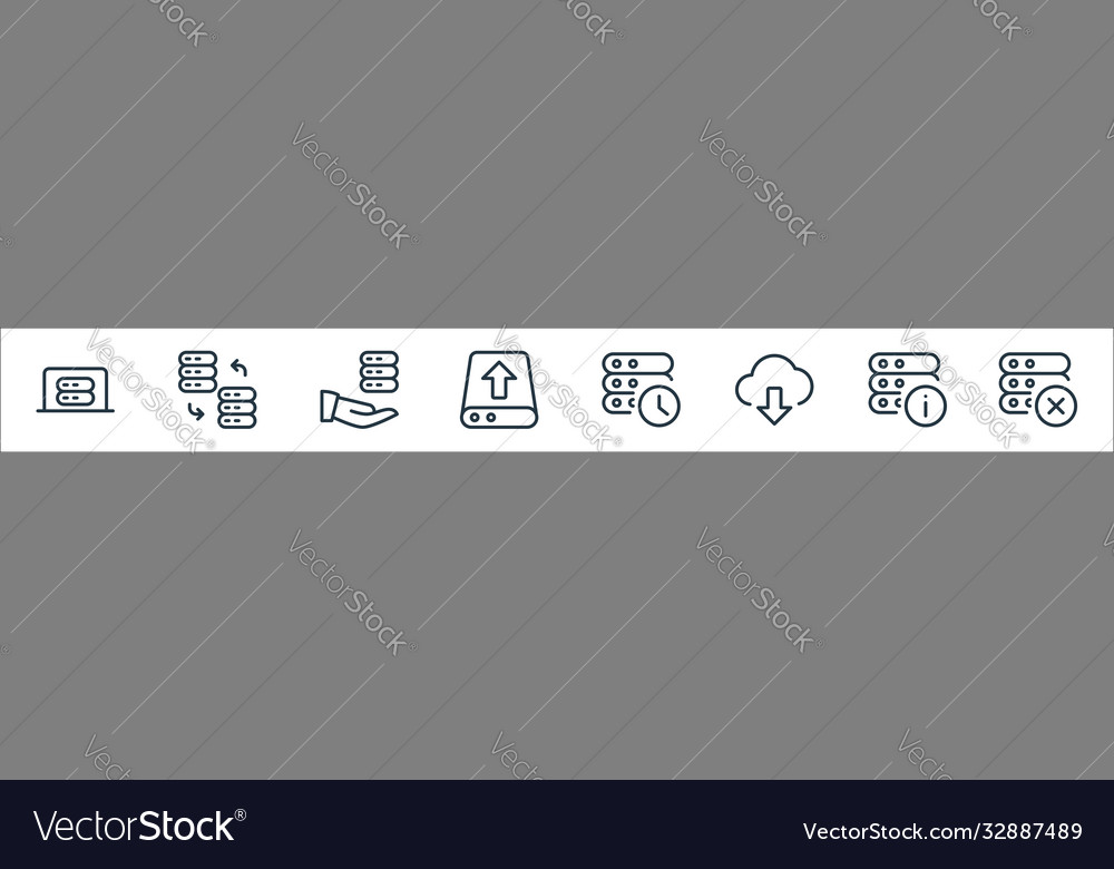 Work office server line icons linear set quality vector image Work office server line icons linear set quality