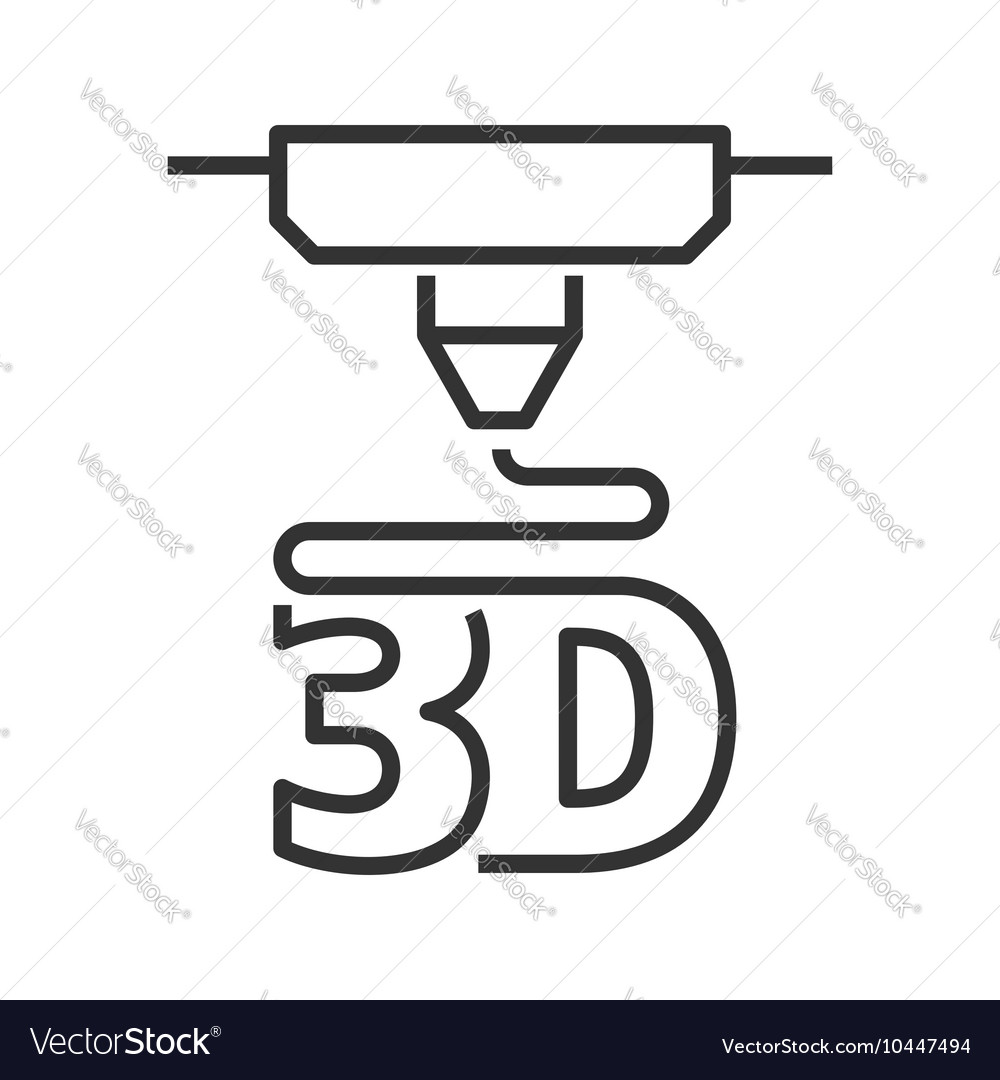 Download 3D printer line icon Royalty Free Vector Image