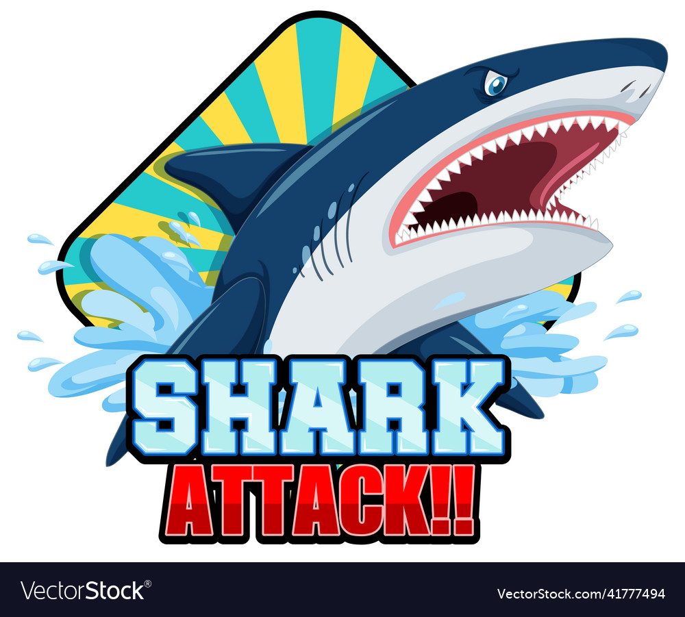 A marine logo with big blue shark and shark Vector Image