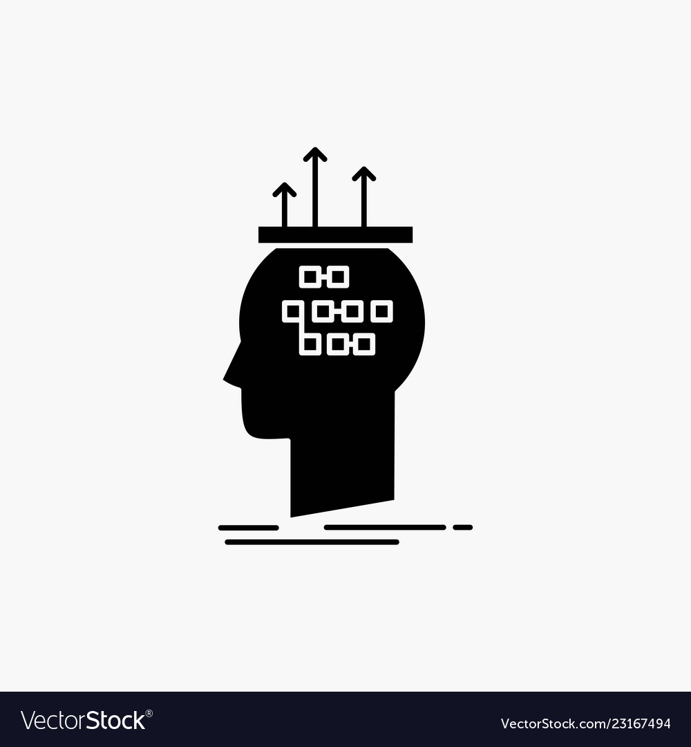 Algorithm brain conclusion process thinking glyph vector image Algorithm brain conclusion process thinking glyph