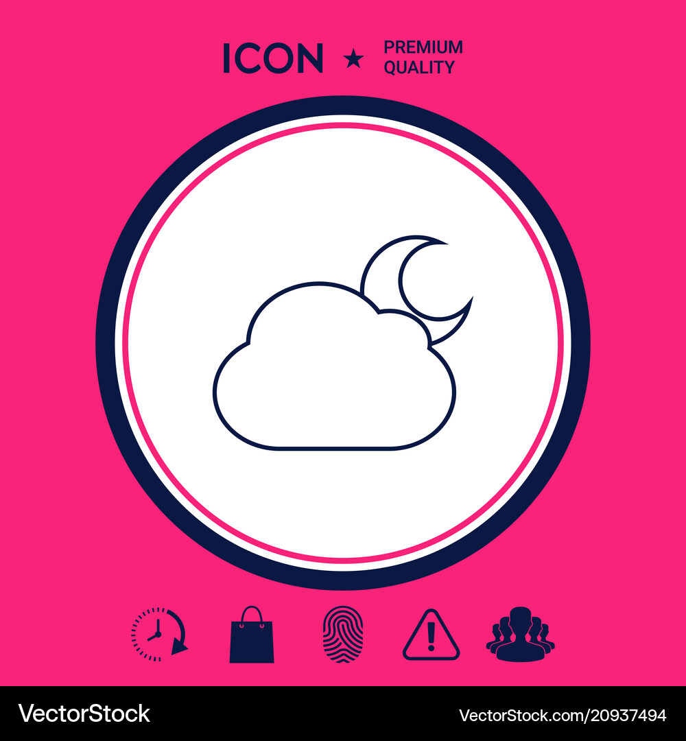 Cloud moon line icon Royalty Free Vector Image