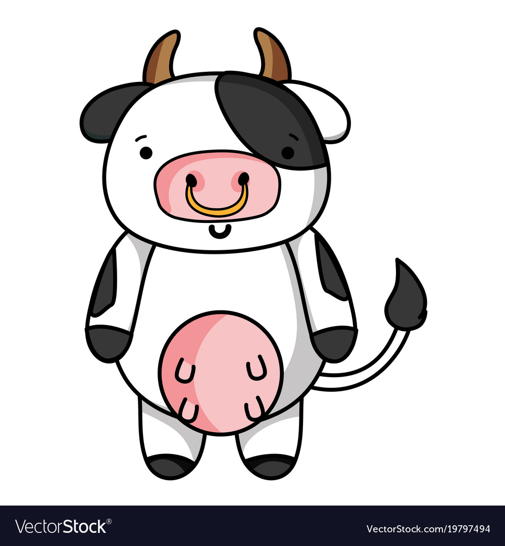 Cute and happy cow wild animal