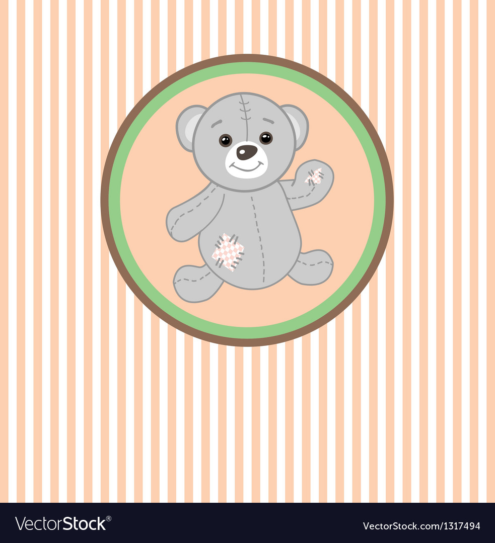 Cute grey teddy bear with patch