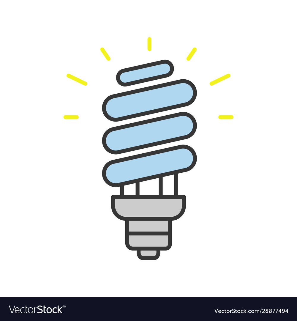 Energy saving light bulb color icon