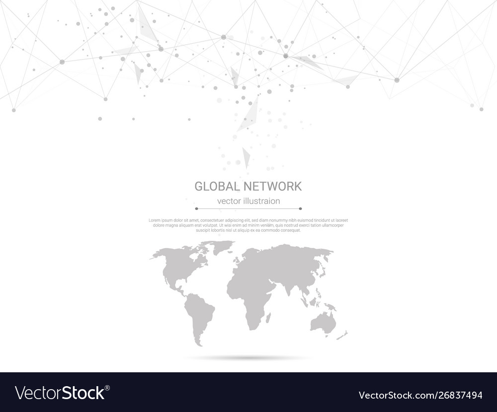 Global network connection with world map vector image Global network connection with world map