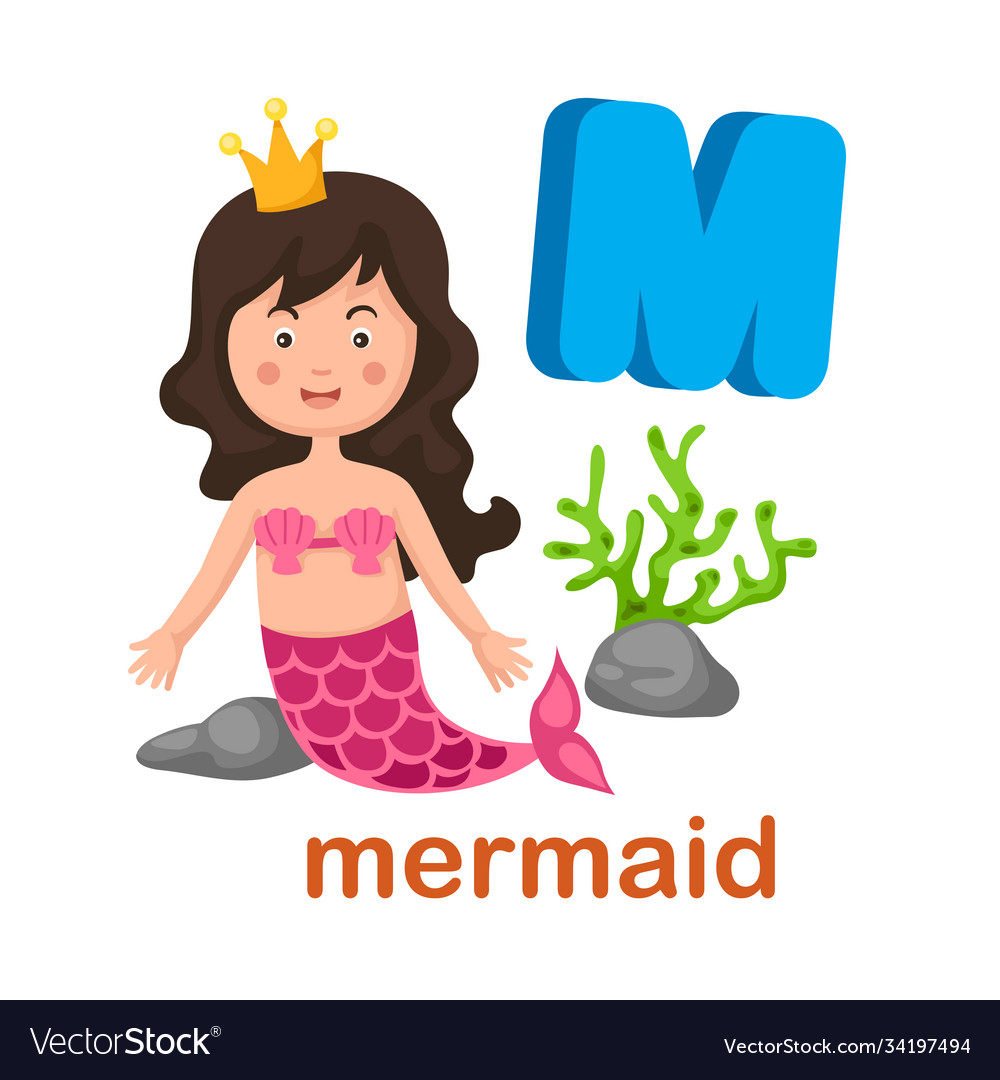 Isolated Alphabet Letter M Mermaid Royalty Free Vector Image