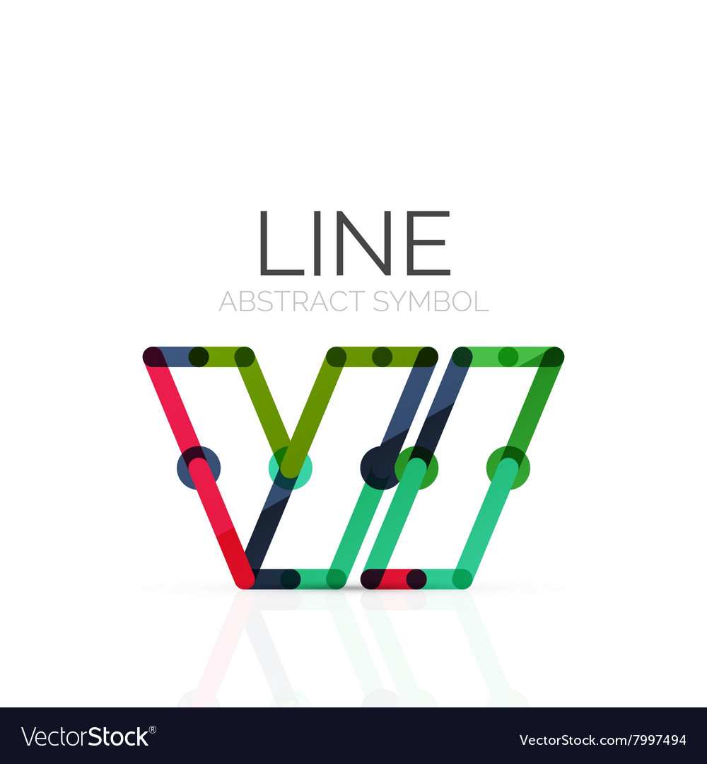 Linear abstract logo connected multicolored