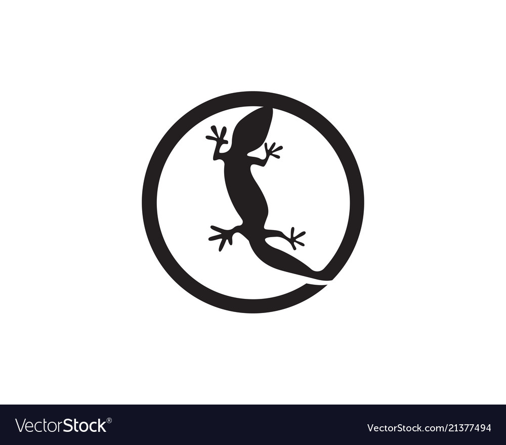 Lizard chameleon gecko silhouette black Royalty Free Vector