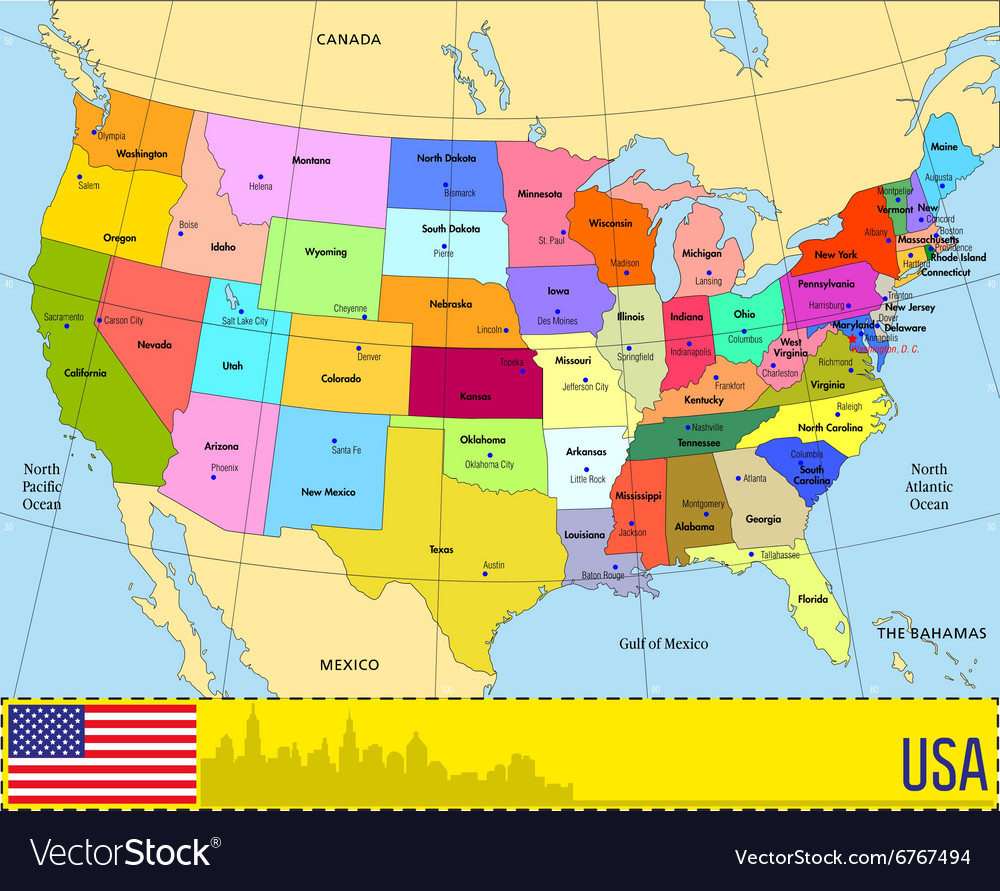 united states political map with capitals