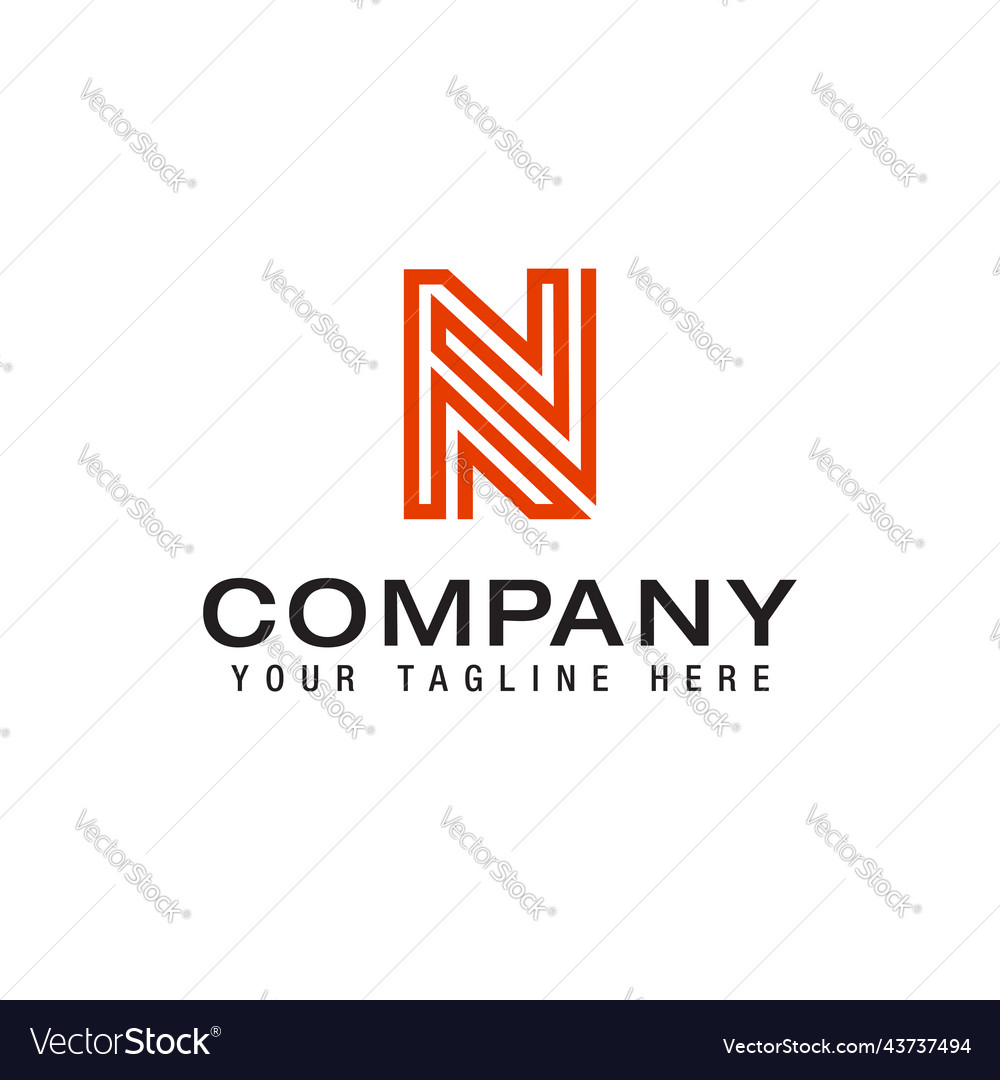 N logo design geometry line symbol flat Royalty Free Vector