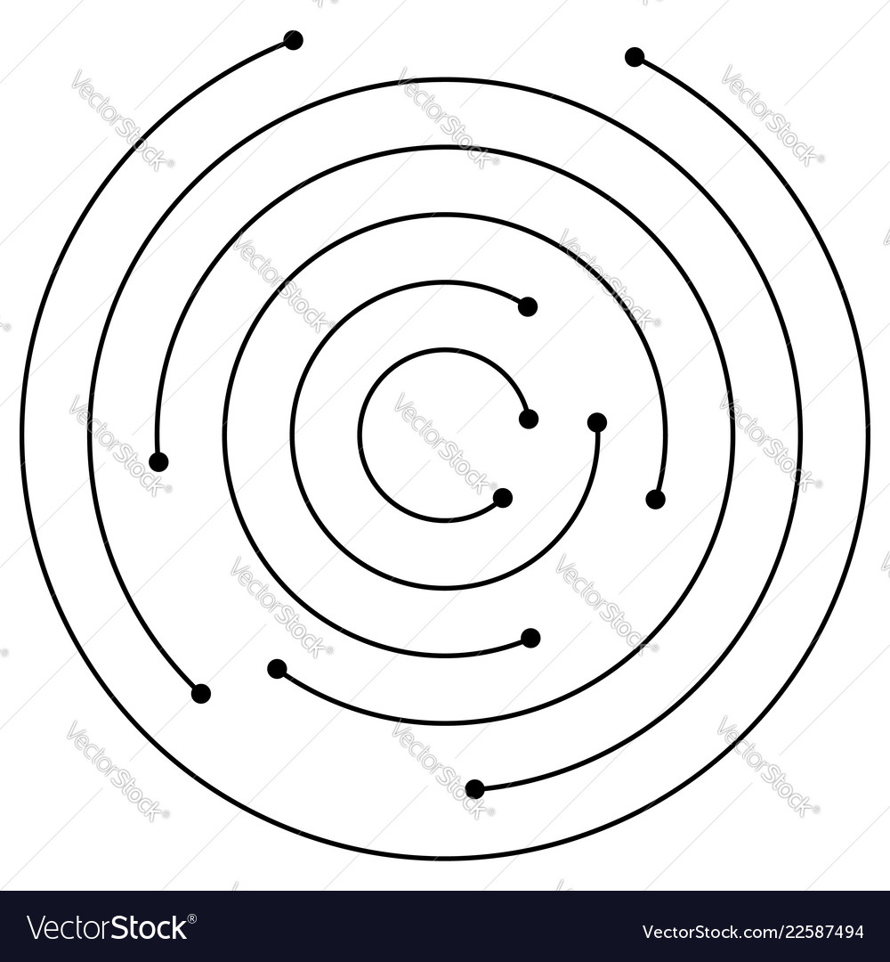 Random concentric circles with dots circular vector image Random concentric circles with dots circular