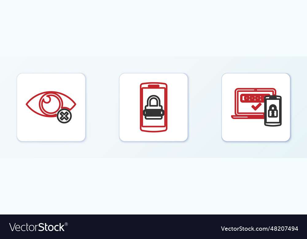 Set line two steps authentication invisible vector image Set line two steps authentication invisible