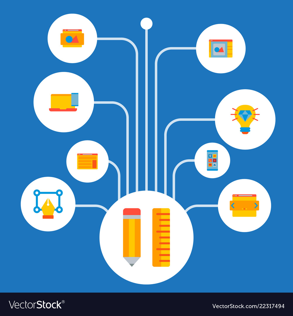 Set of wd icons flat style symbols with mobile