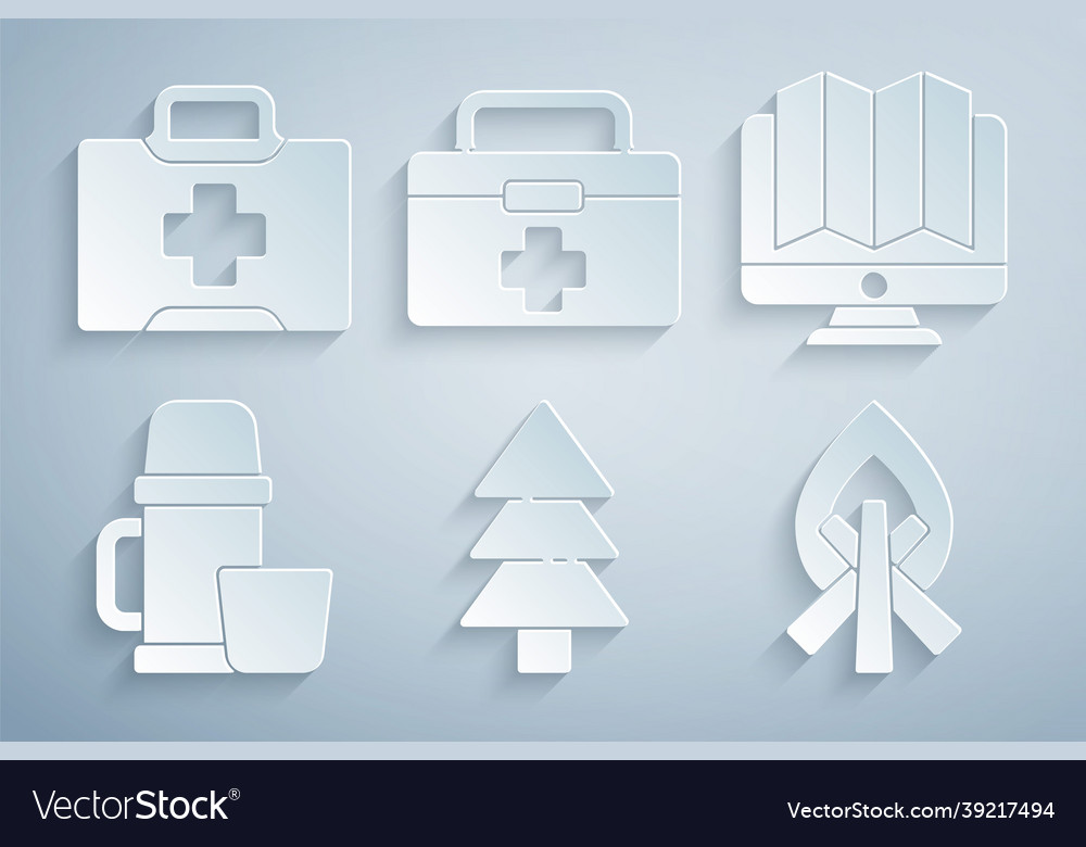 Set tree location of the forest in monitor vector image Set tree location of the forest in monitor