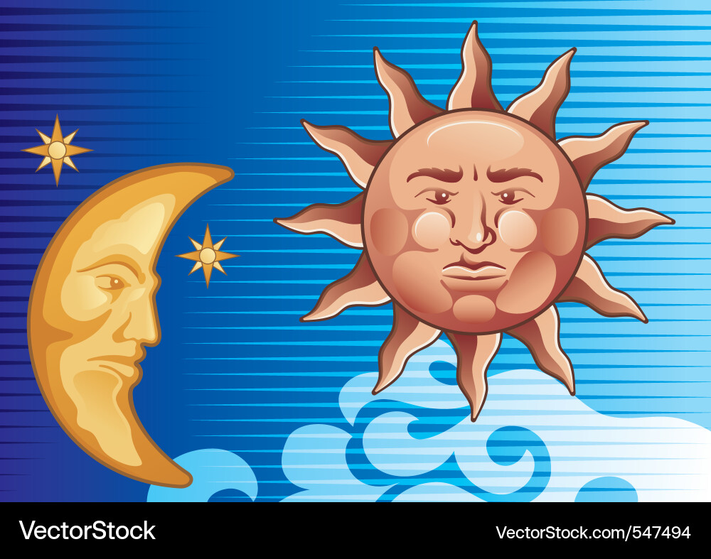 Sun and moon Royalty Free Vector Image - VectorStock