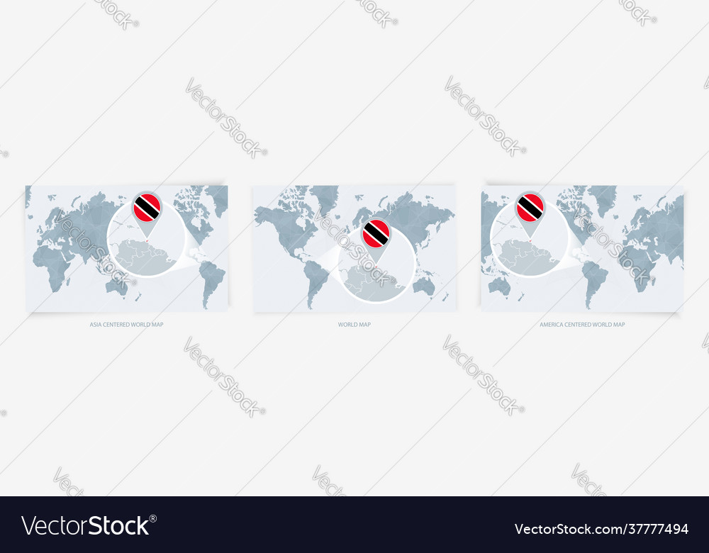 Three versions world map with enlarged Vector Image Three versions world map with enlarged