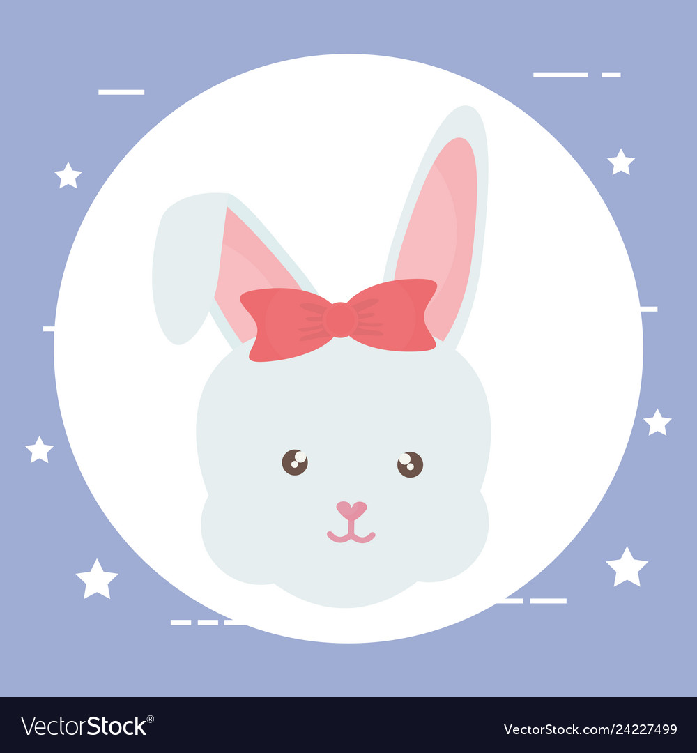 Cute rabbit female head character