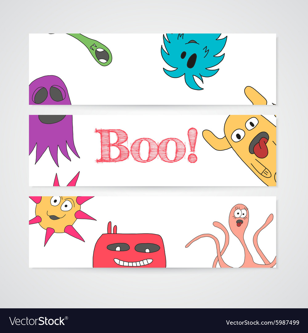 Design of brochure with abstract monsters pattern