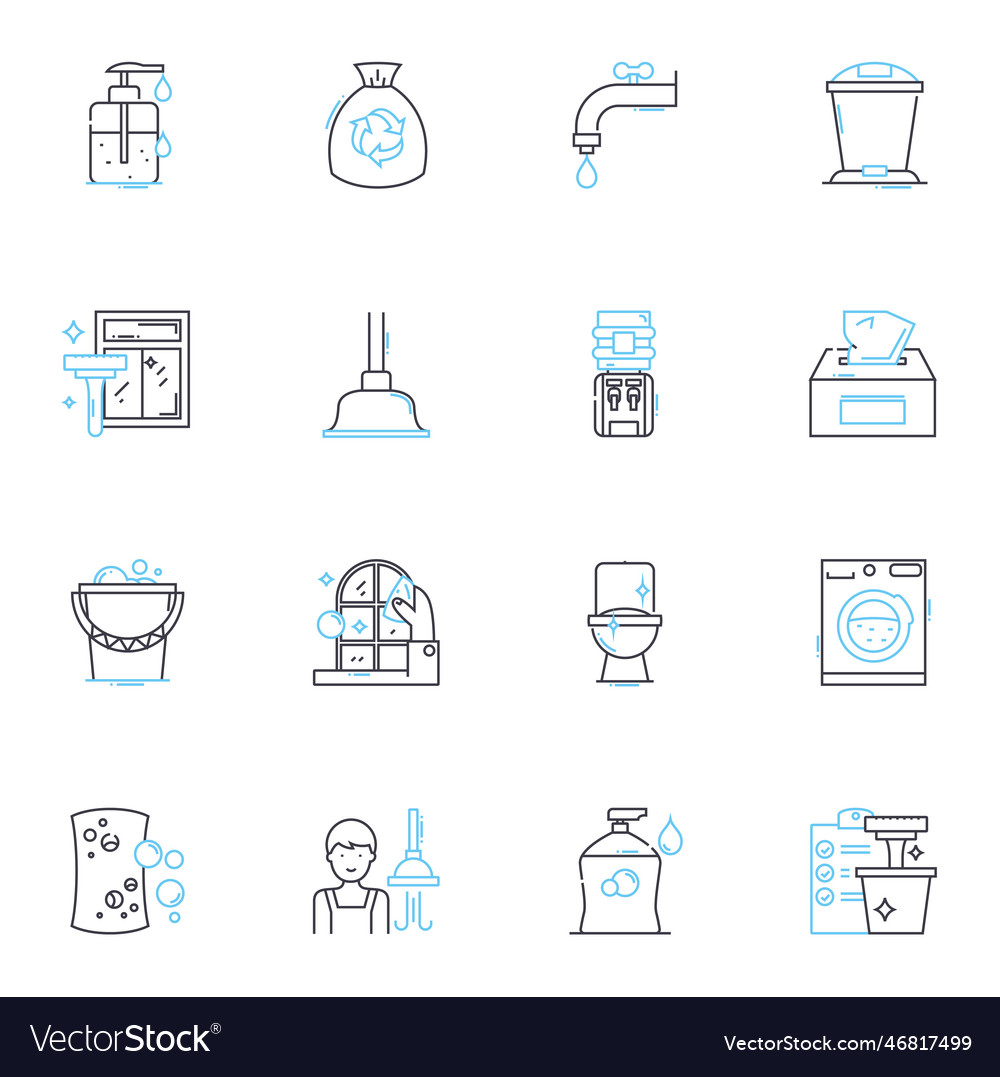 Dusting elements linear icons set dust sweep
