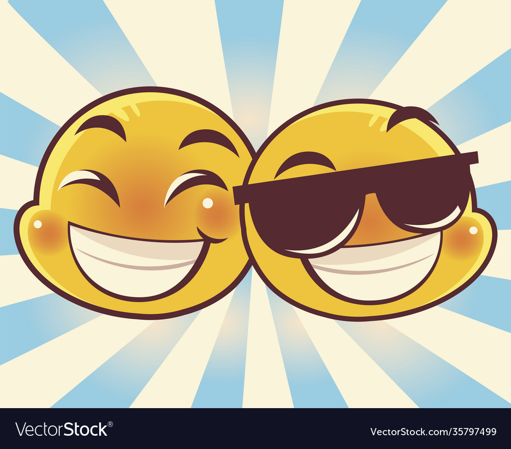 Emoji Gesichter Ausdruck lustiges Lächeln und Emoticon