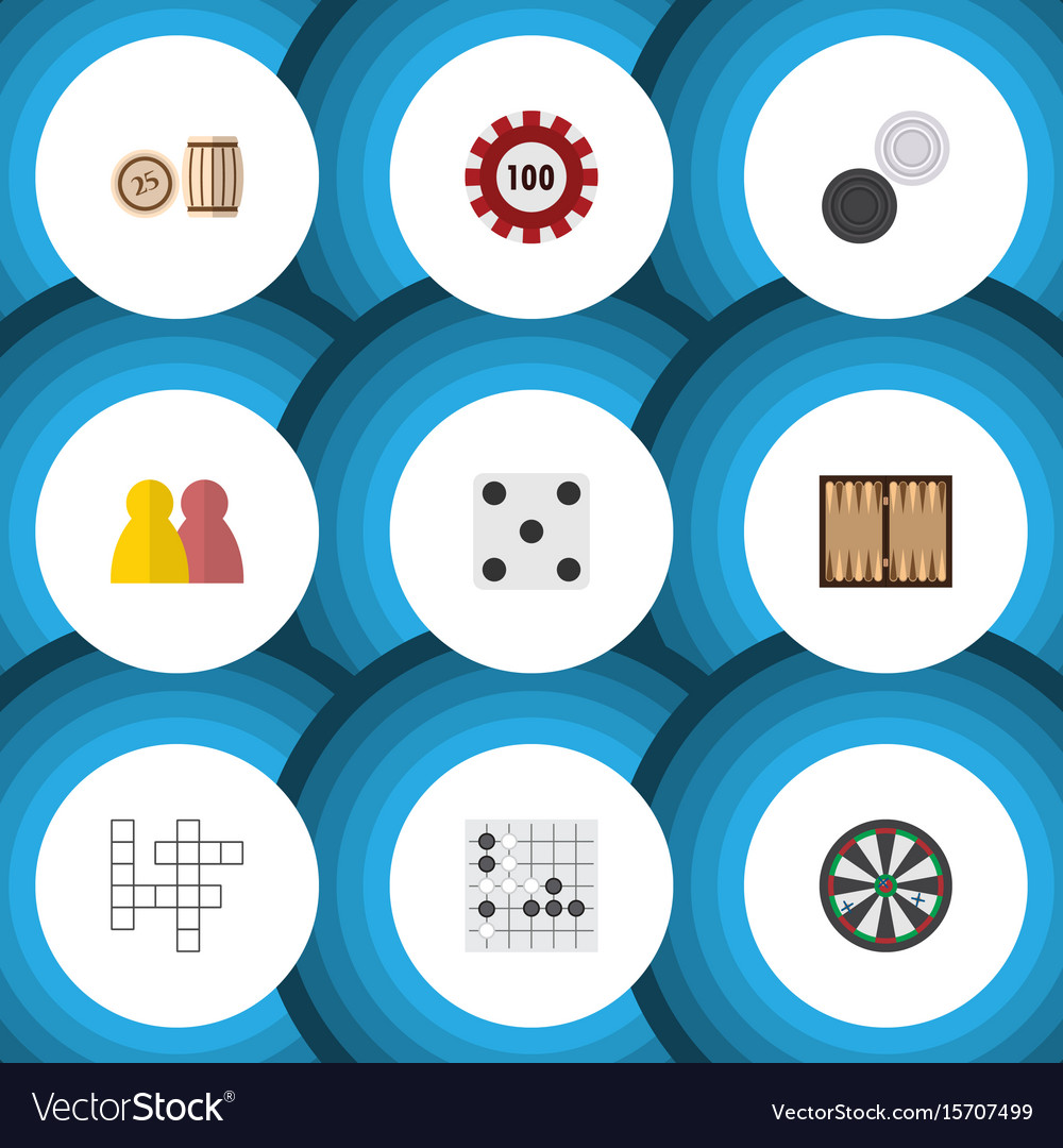 Flat icon games set of chequer backgammon