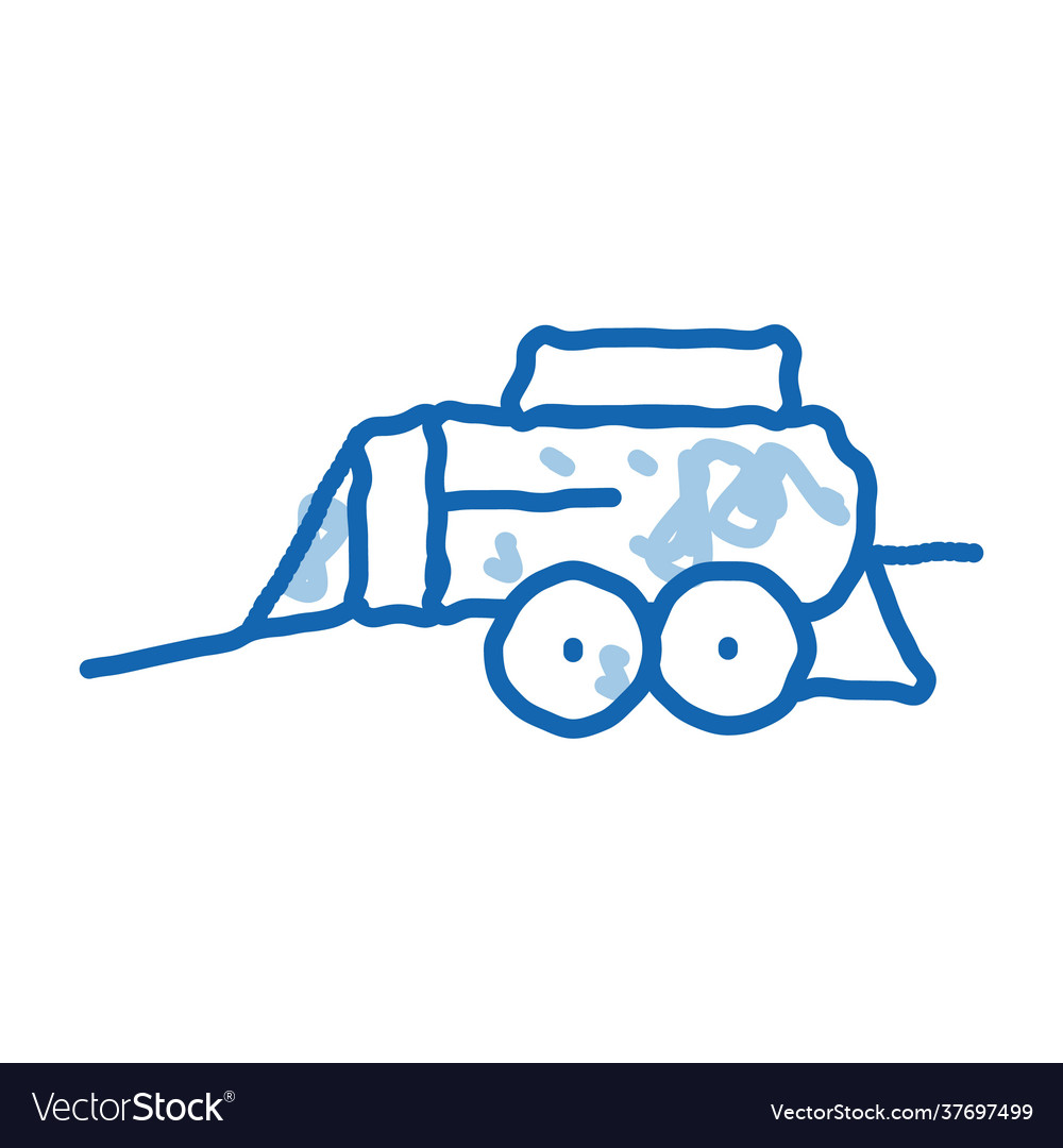 Hay pressing trailer vehicle doodle icon hand