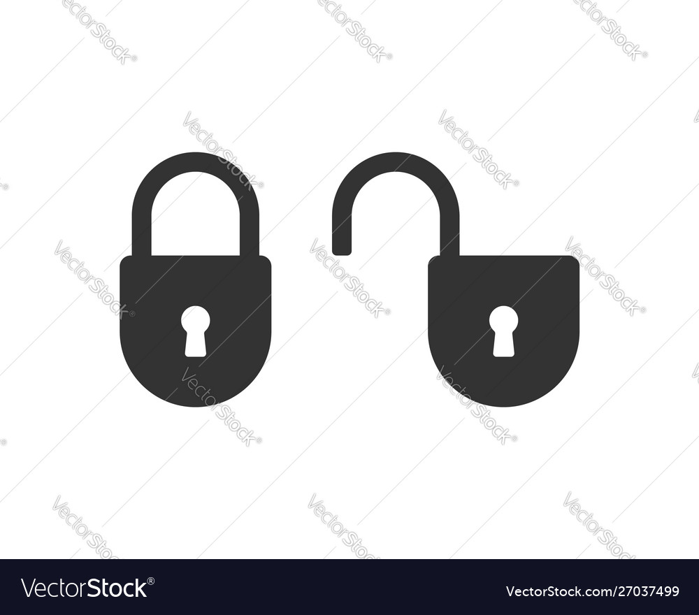 Lock icon unlock symbol flat design Royalty Free Vector