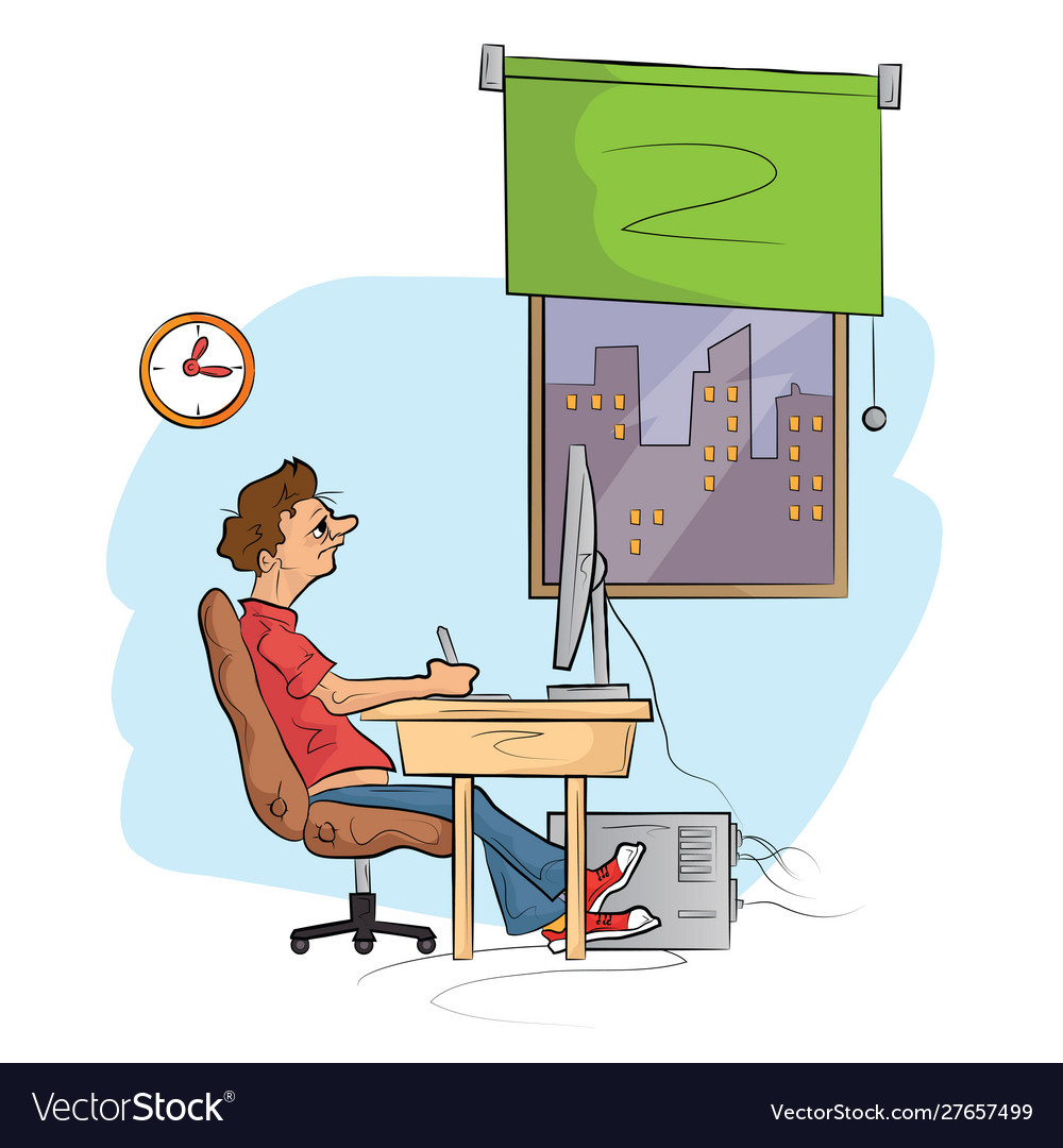 Mann Arbeiten an Computer-Sketch