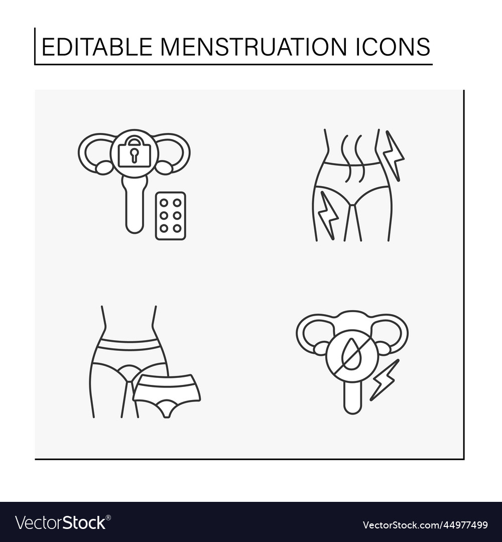 Menstruation Line Icons Set Royalty Free Vector Image 8563