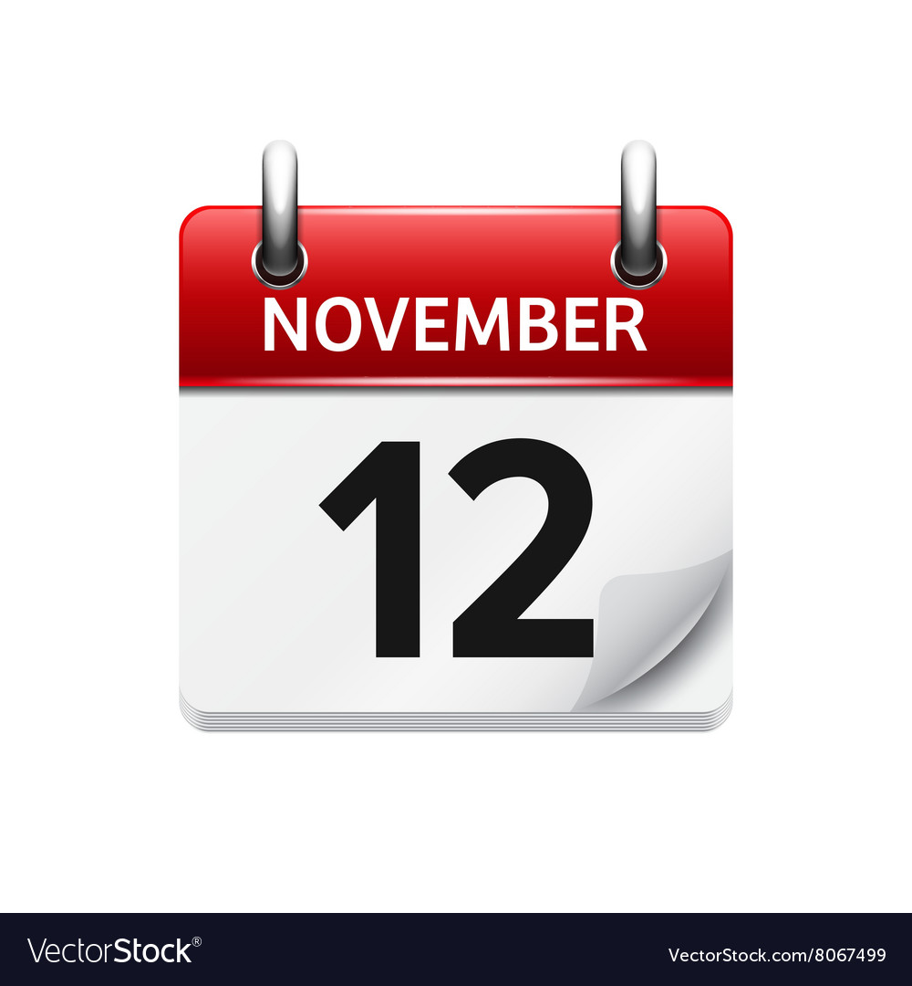 November 12 flat daily calendar icon Royalty Free Vector