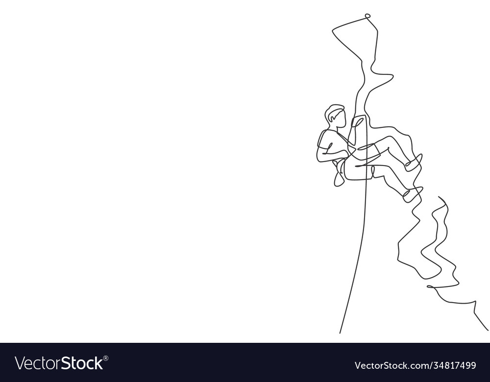 One single line drawing young active man