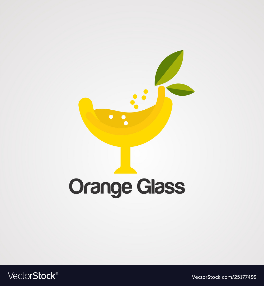 Orange glass logo icon element and template