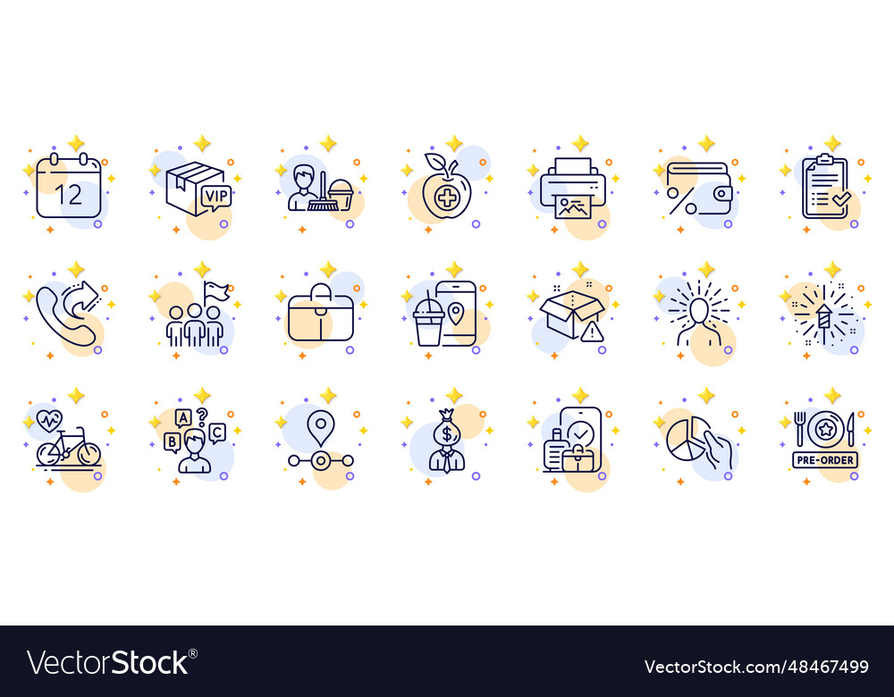 Outline set of fireworks explosion pie chart vector image Outline set of fireworks explosion pie chart