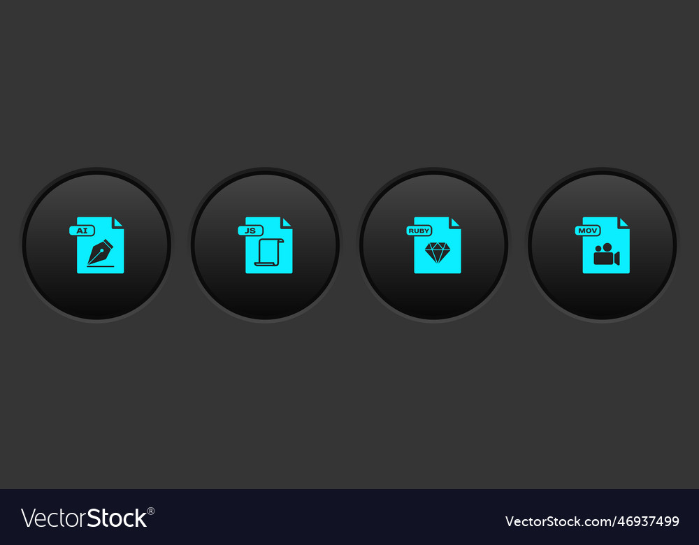 Set ai file document js ruby and mov icon Vector Image Set ai file document js ruby and mov icon