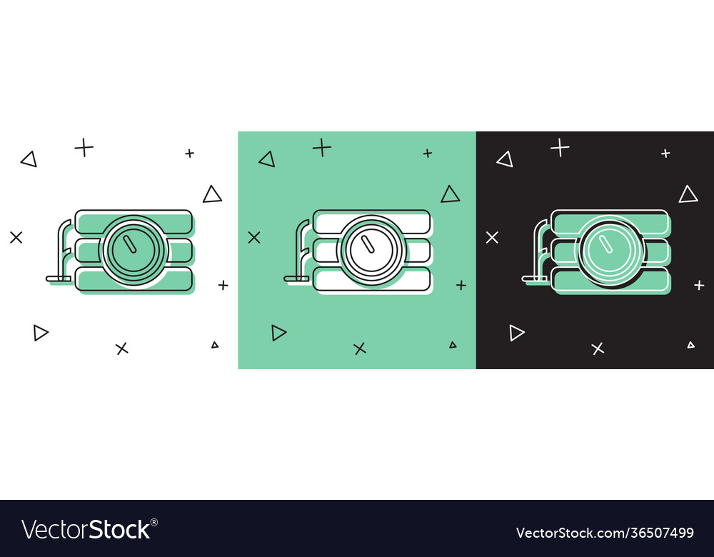 Set detonate dynamite bomb stick and timer clock vector image Set detonate dynamite bomb stick and timer clock