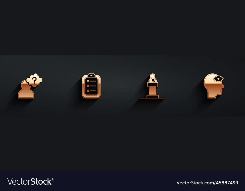 Set head with question mark to do list vector image Set head with question mark to do list