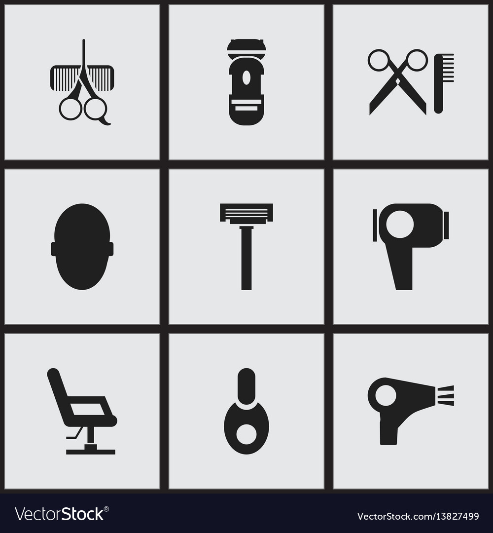 Set of 9 editable coiffeur icons includes symbols