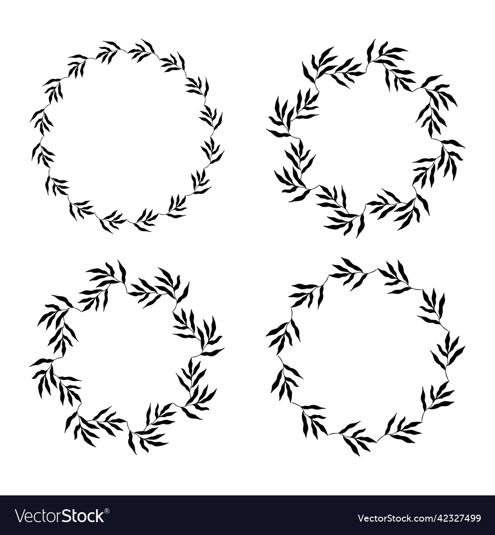 Set of circle botanical frames vector image Set of circle botanical frames