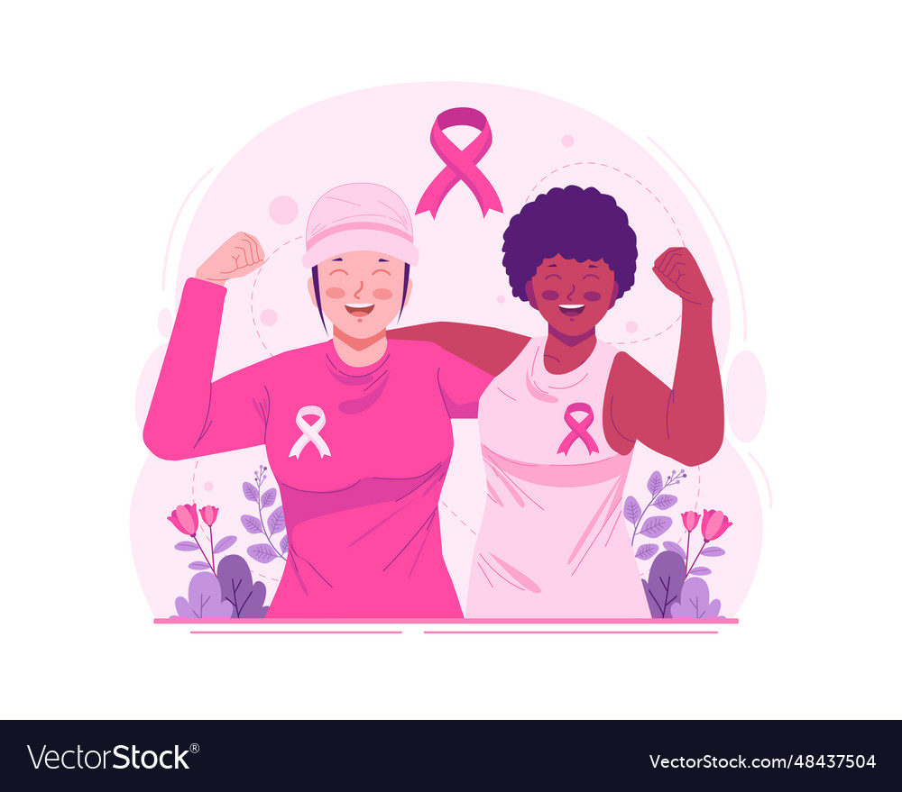 Breast cancer awareness month women with ribbons