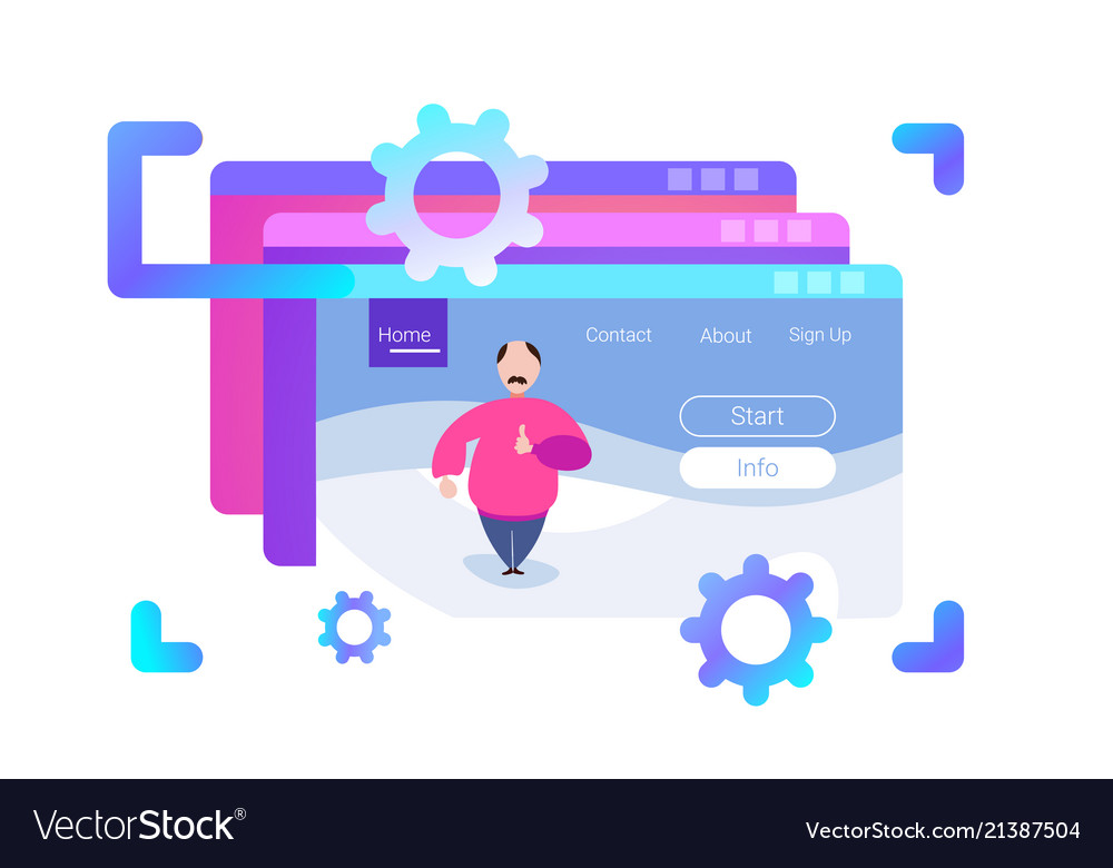Browser windows interface man silhouette standing