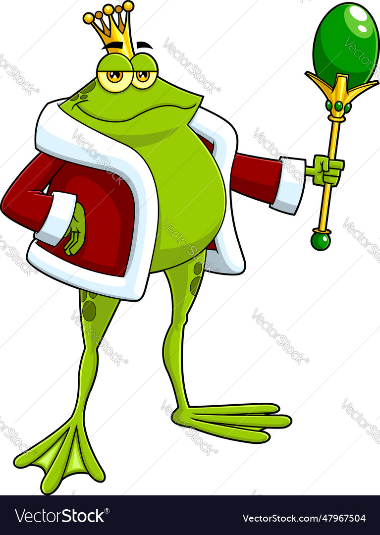 Frog prince with gold crown cartoon character