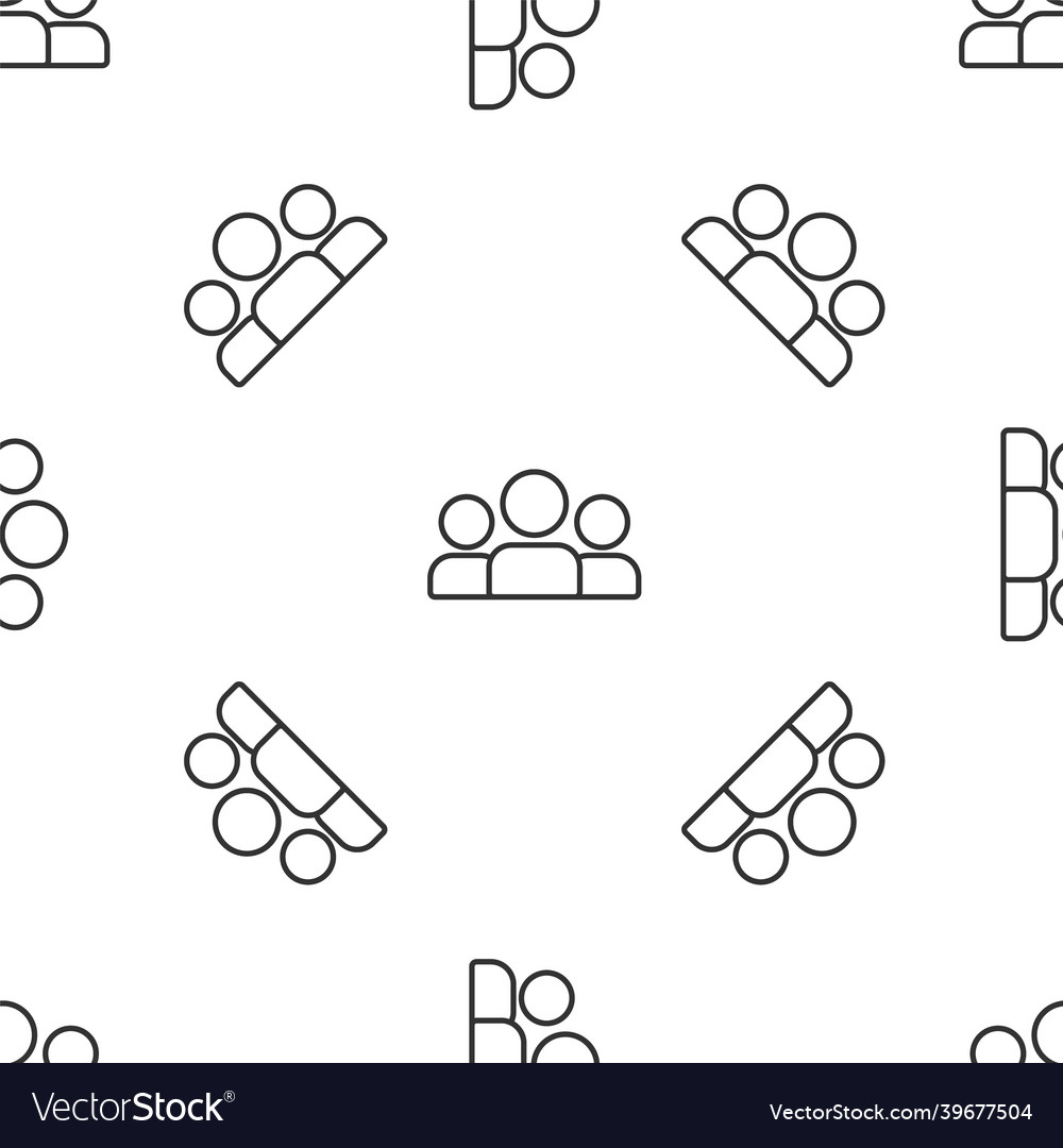 Grey line users group icon isolated seamless vector image Grey line users group icon isolated seamless