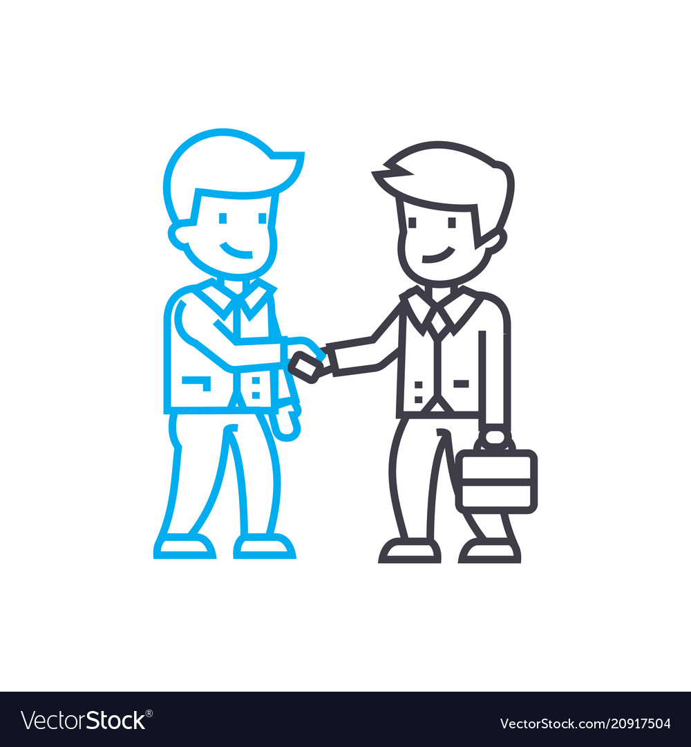 Making a deal linear icon concept