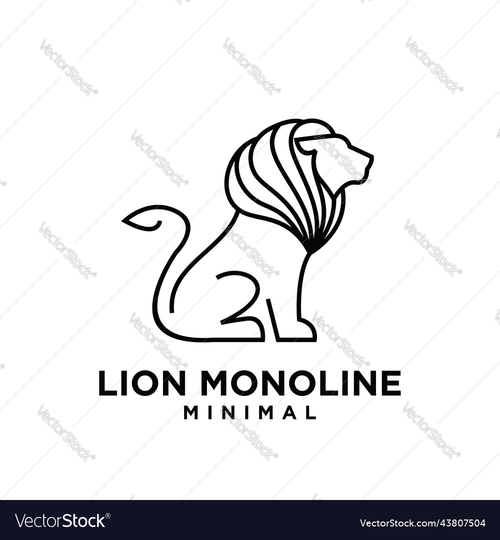 Minimal mono line lion logo design