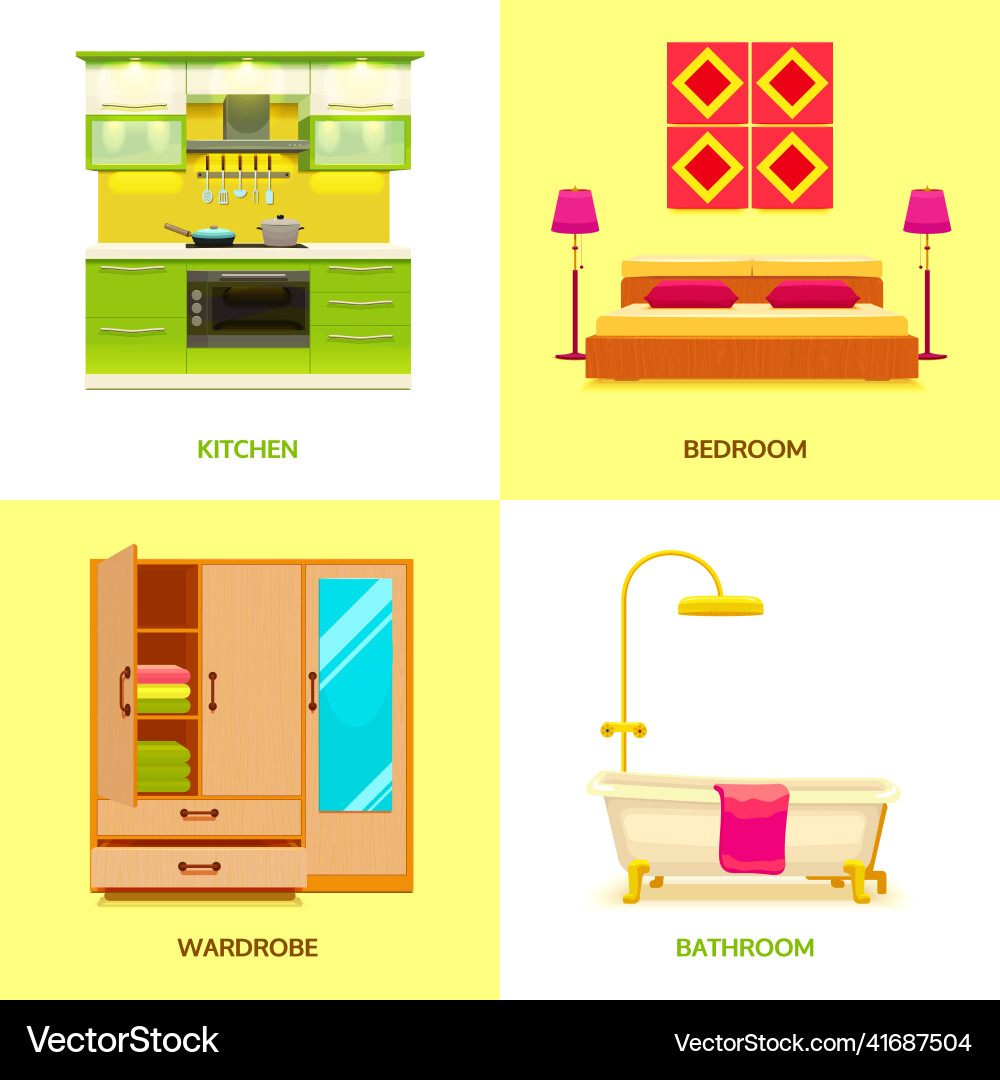 Modern interior design composition Royalty Free Vector Image