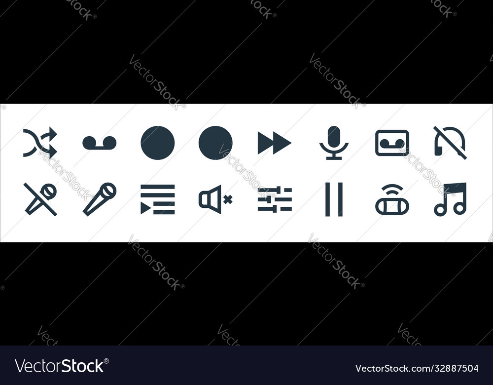 Music line icons linear set quality vector image Music line icons linear set quality